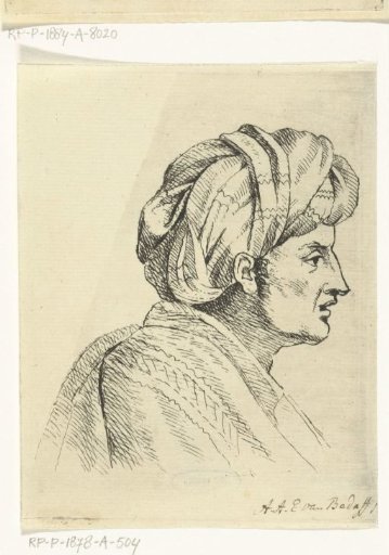 Bust of a man with a turban