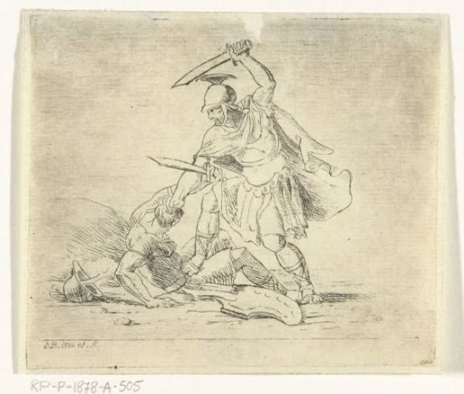 Two Roman soldiers fighting each other