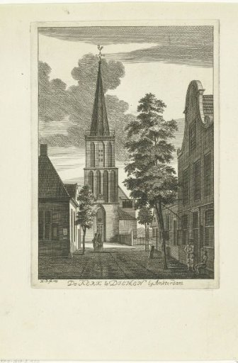 Village view with church at Diemen