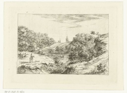 Dune Landscape with Churches and a Rider near Scheveningen