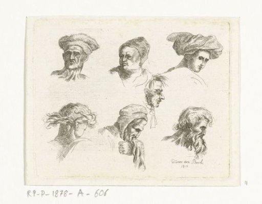 Study sheet with six heads in two rows one above the other