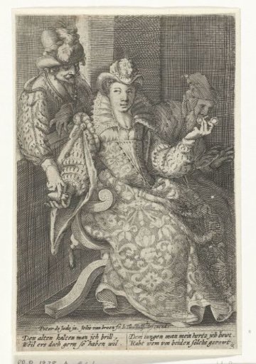 Young woman between a young and an old man