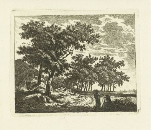Landscape with farm on a sandy road