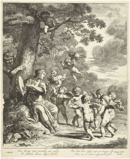 Pan and Syrinx with dancing putti