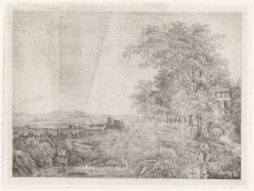Southern landscape with a temple and figures