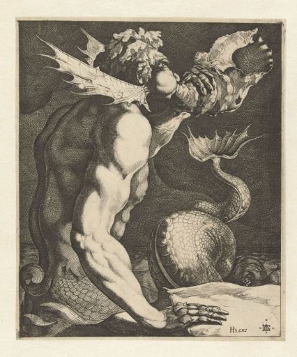 A triton blowing on a shell