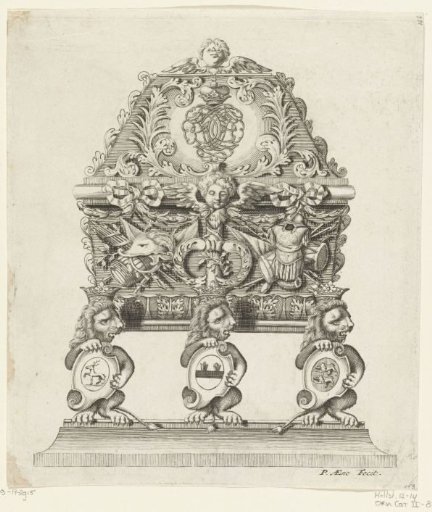 Sarcophagus of Henry Casimir II: foot decorated with armorial trophies