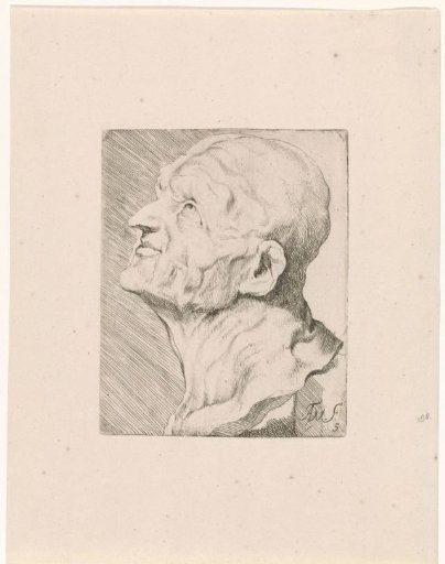 Head of a bald man, in profile