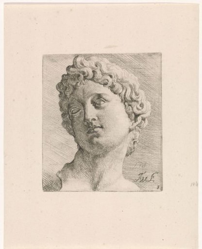 Portrait bust of a man to the left
