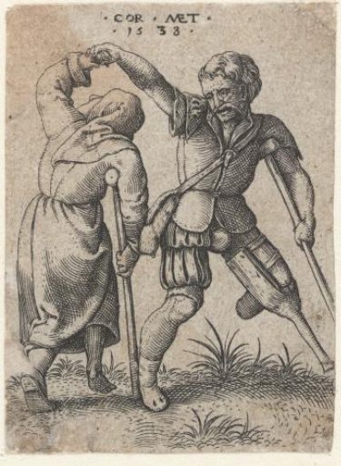 Dancing soldier and woman