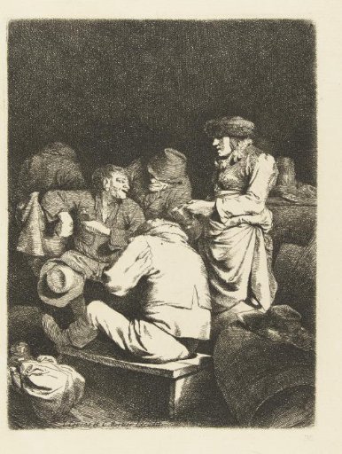 Landlady and company in tavern