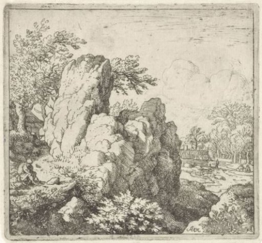 Landscape with large rock