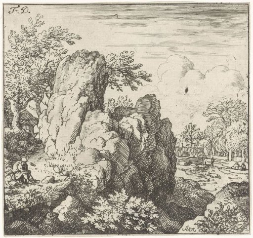 Landscape with large rock