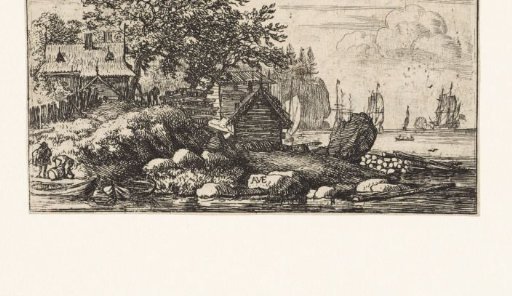 River landscape with two rowing boats
