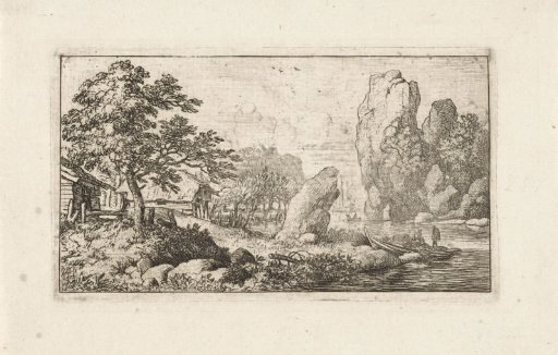 Landscape with rock at the water