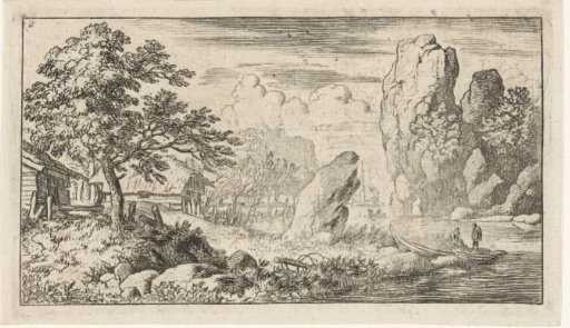 Landscape with rock at the water
