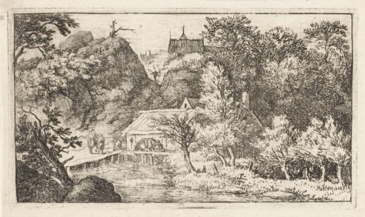 Watermill at the foot of a mountain