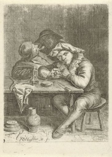 Two smokers at a table