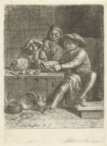 Peasants at a table with bread