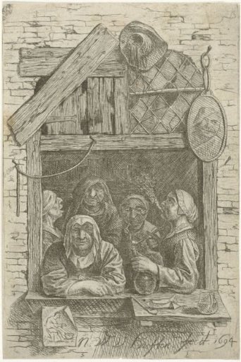 Five women in a window