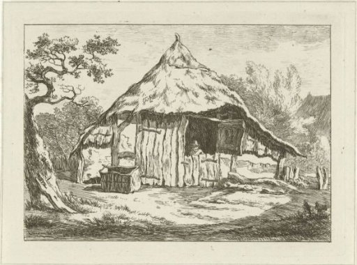 Farmhouse barn with open upper door
