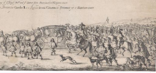 Arrival of King Charles II of England and Queen Catherine of Braganza at Hampton Court Palace