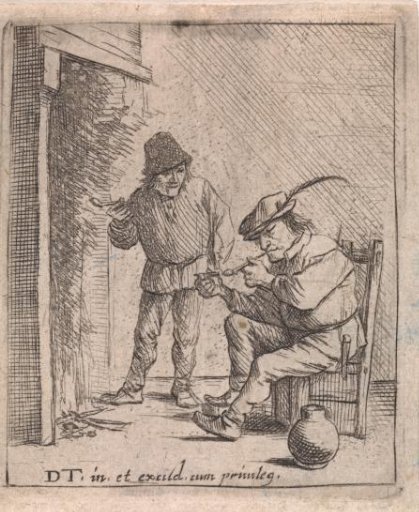 Two Peasants by the Fireplace