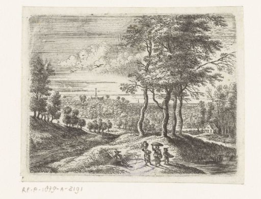 Forest Landscape with Two Women and a Boy with a Basket