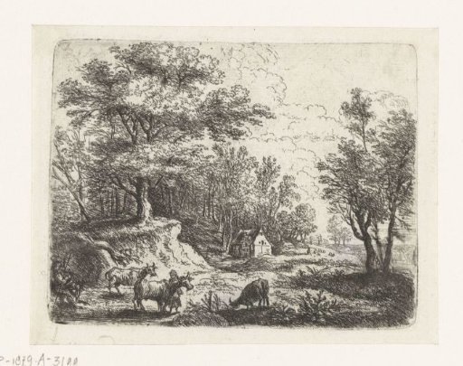 Landscape with Three Cows and a Woman
