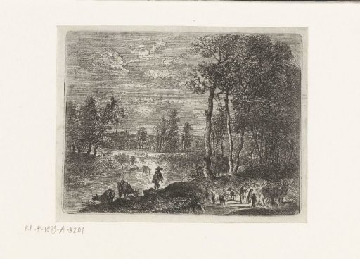 Landscape by Night with Farmers and Livestock