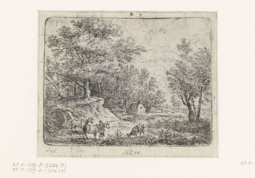 Landscape with Three Cows and a Woman