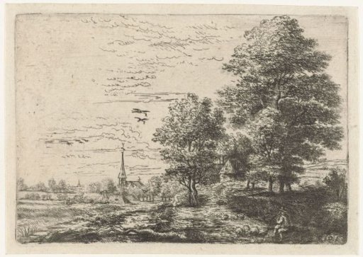 Landscape with a shepherd and sheep