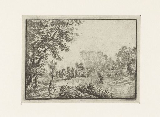 Landscape with a village and two men