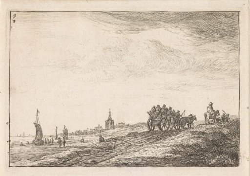 Coastline with horse and cart