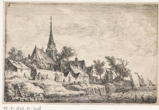View of a village by the water