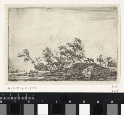 Shepherd with Cattle on a Wooden Bridge