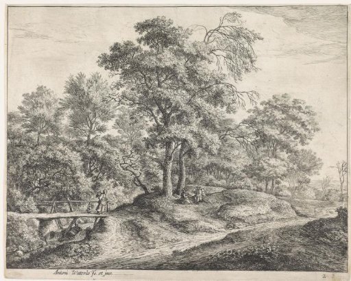 Woman with child on a wooden bridge