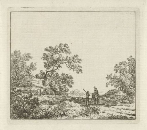 Landscape with a man on foot and a woman on horseback