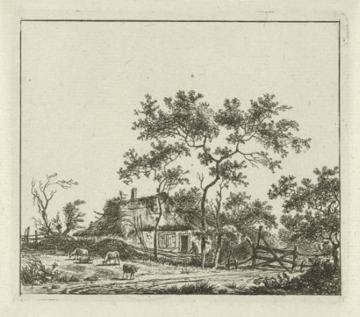 Farmhouse with four sheep