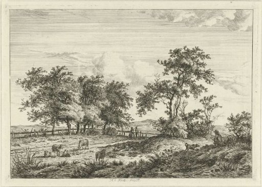 Landscape with a draftsman and a dog