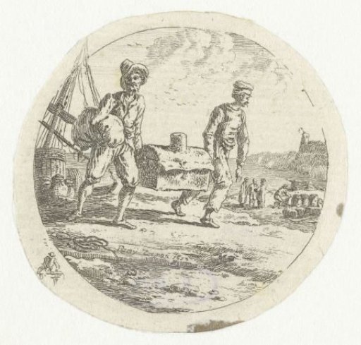 Two men with a chest