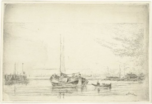 River view with boat and rowing boat