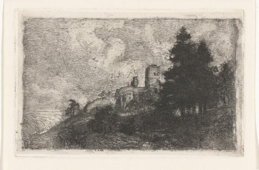 Hilly landscape with a ruin