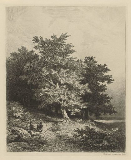 Figures at a forest edge