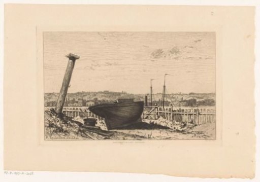 Landscape with a Boat on a Shipyard