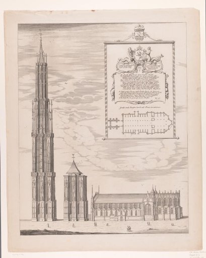 View and plan of the Sint-Lievensmonstertoren and the Sint-Lievenskerk