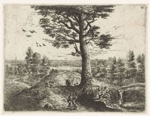 Landscape with a walking couple
