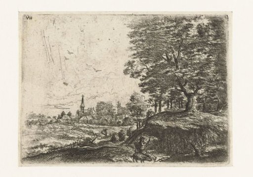 Landscape with a man and pigs