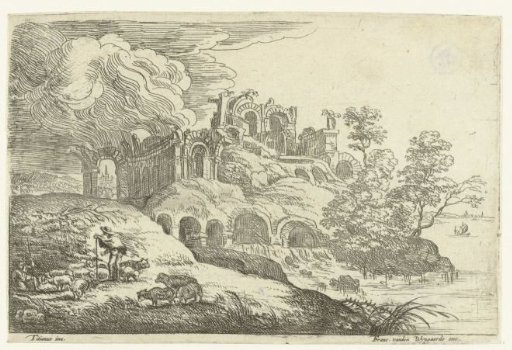 Ruins by a lake