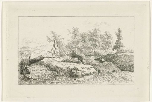Man by a waterfall